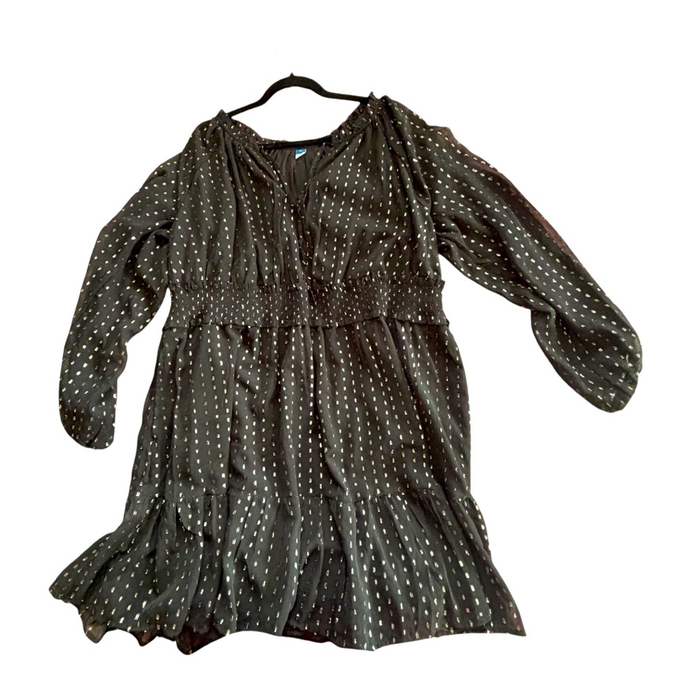 Old Navy Women's Plus 2X Black and Silver Waist Defining Shine Mini Party Dress - Picture 7 of 11